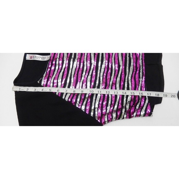 Beautees Girls T-Shirt Top Sz S 3/4 Sleeve High-Low Round Neck Relaxed Sequin - Picture 6 of 8